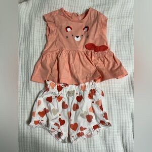 Mayoral Peach Top and Heart Shorts Set